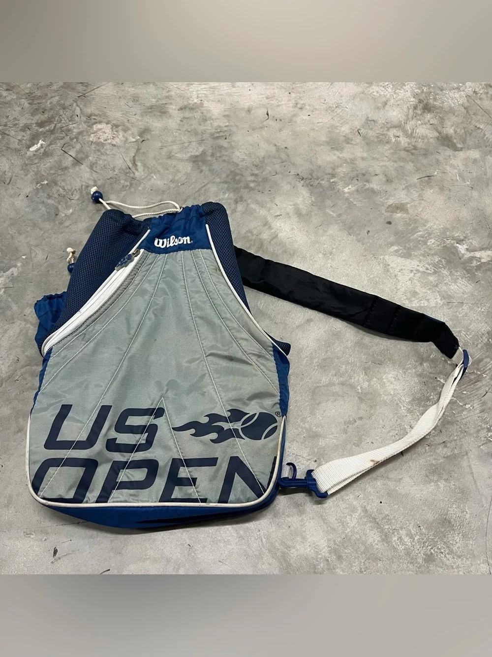 Wilson US Open Tennis Backpack Sling Bag - Grey White Blue